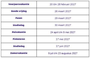 Vakantierooster Deel