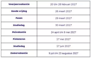 Vakantierooster Deel